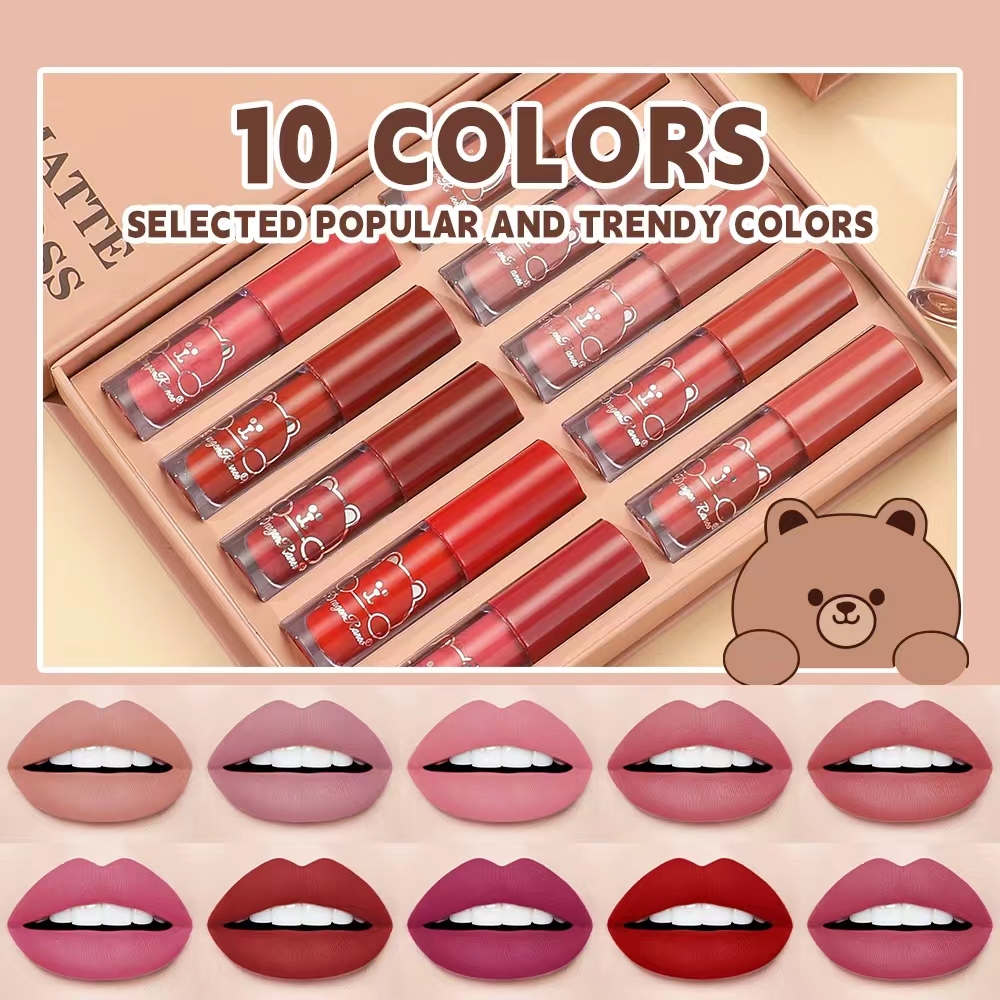 10 Unidades Conjunto De Brilho Labial De Longa Duração g Fosco À Prova D'água Batom Esmalte em Oferta na Shopee