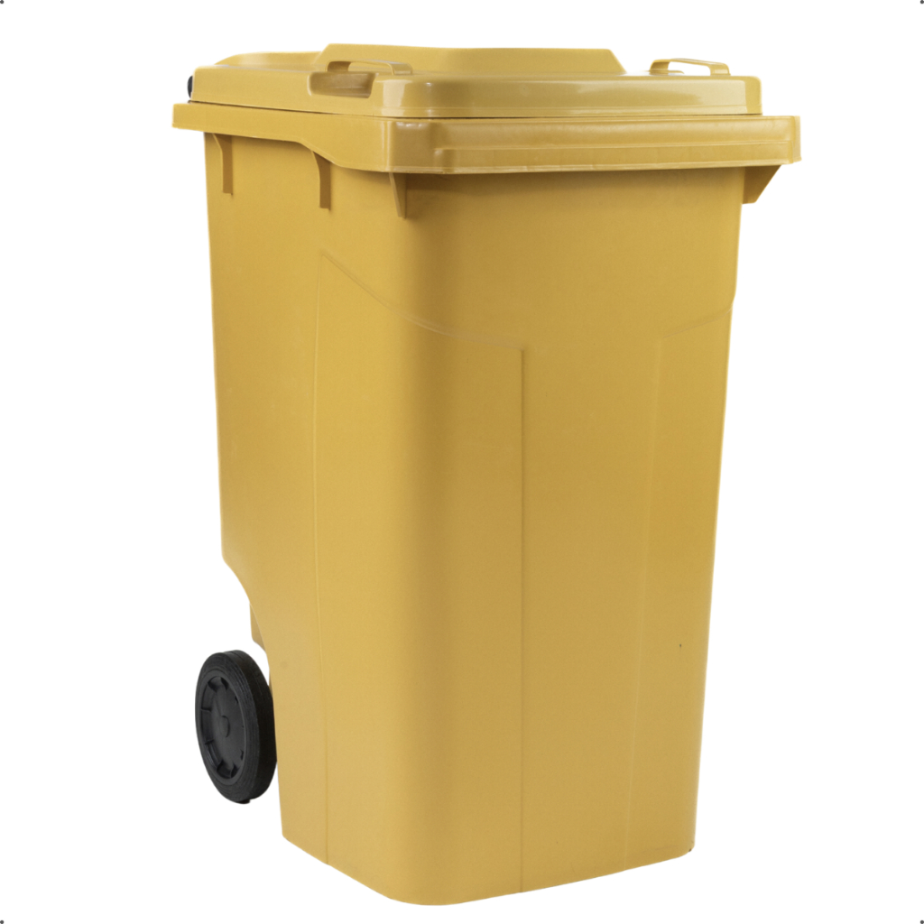 Lixeira Seletiva Grande Conteiner de Plástico Com Rodas e Com Tampa 240 Litros Amarelo