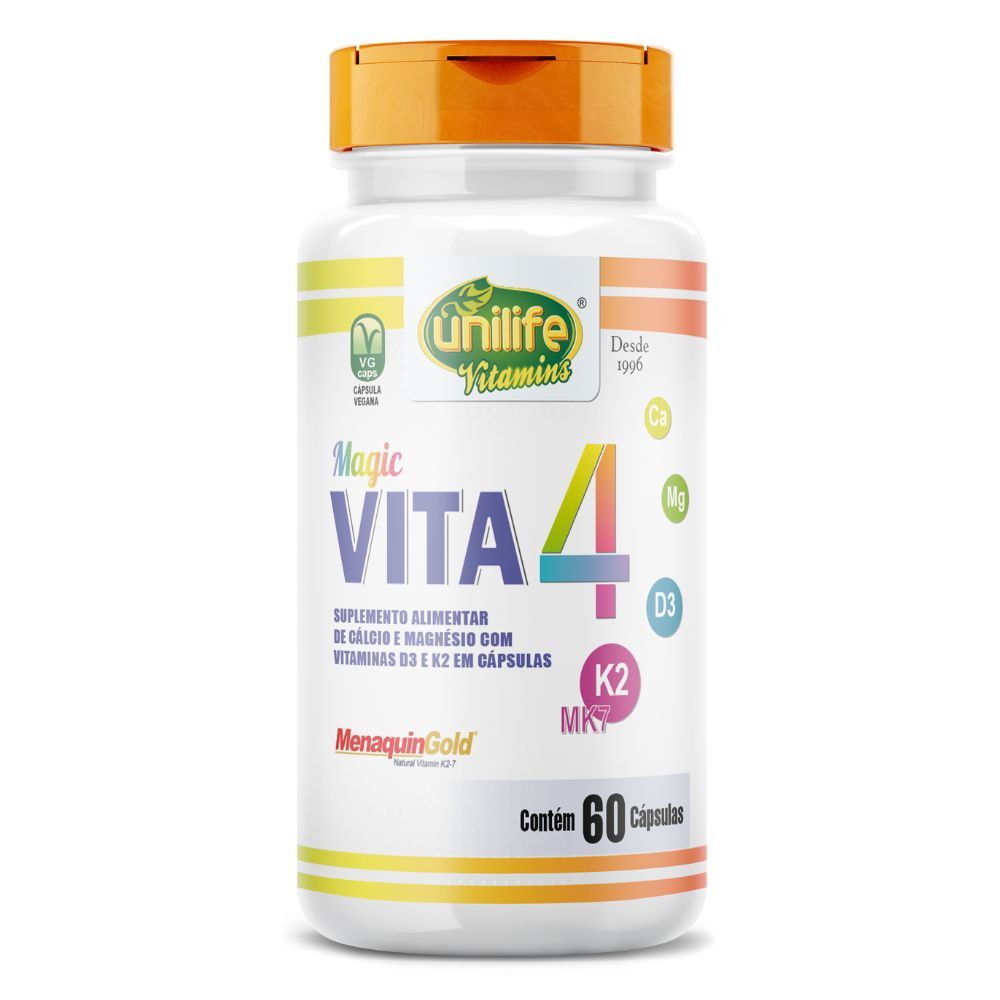 Cálcio Magnésio com Vitamina D3 e K2 60 Cápsulas Unilife Suplemento Alimentar