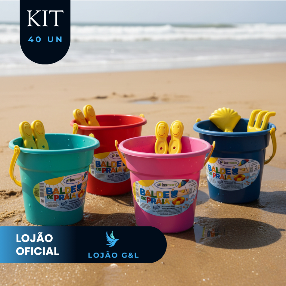 Kit 40 Baldinhos de Praia Infantil Diversão Cor Criatividade Garotada Balde Criança Aprendizado em Oferta na Shopee