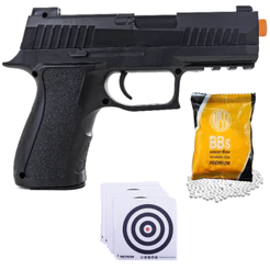 COMBO PISTOLA DE AIRSOFT ROSSI P320 V311 VIGOR SPRING MOLA 6MM + 150 BBs ROSSI + 10 ALVOS ROSSI.