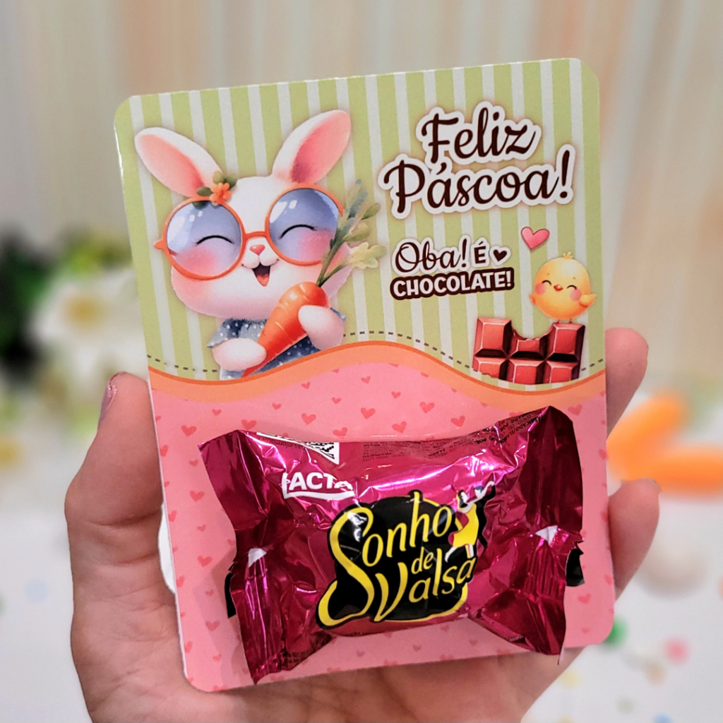 Card Para Bombom Cartão Páscoa Coelho Jesus Cristão Mimo Brinde Lembrancinha Clientes