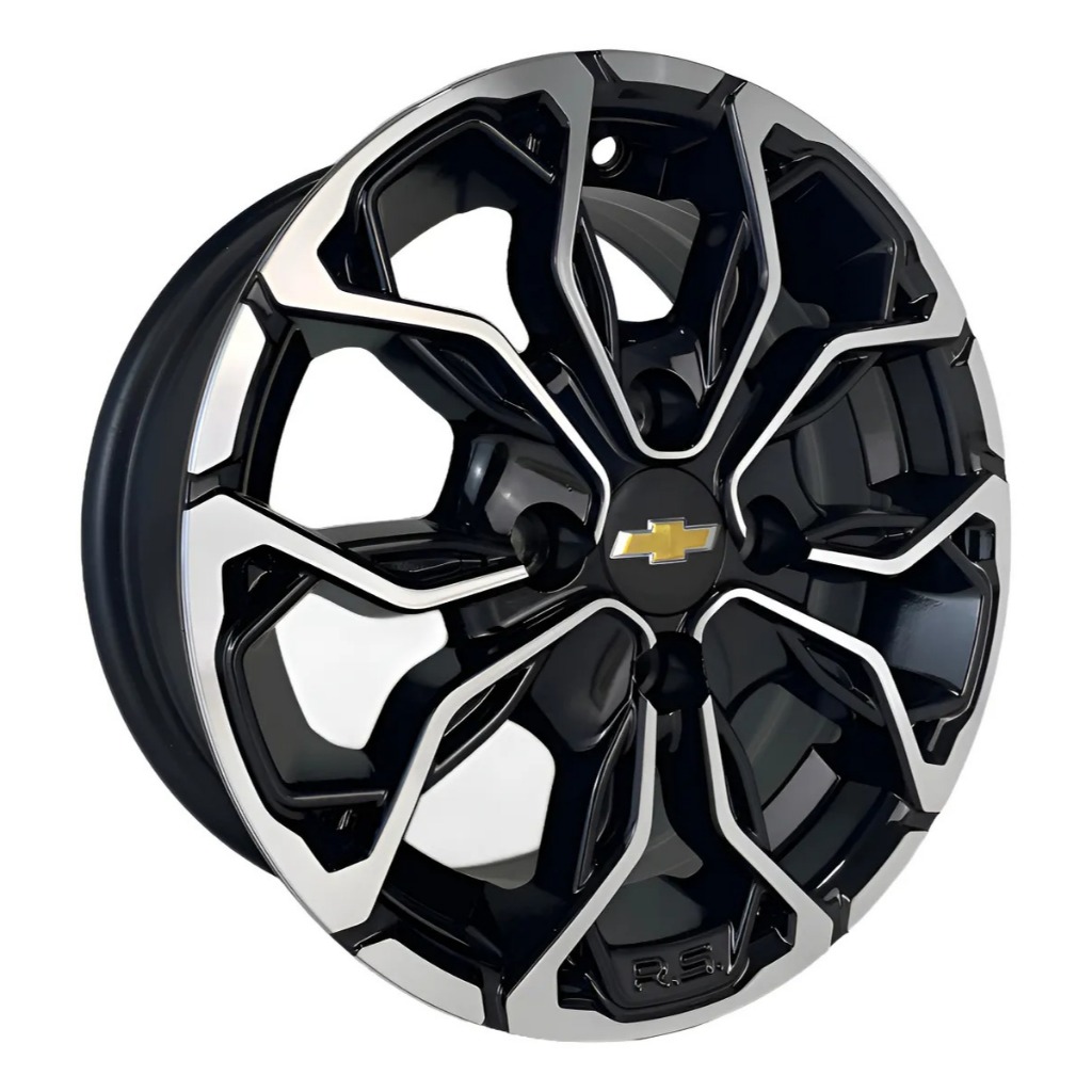 Kit 4 Rodas Aro 13 4x100 Gm Chevrolet Celta Onix Prisma Montana Bicos Cortesia Preto Diamantado M16