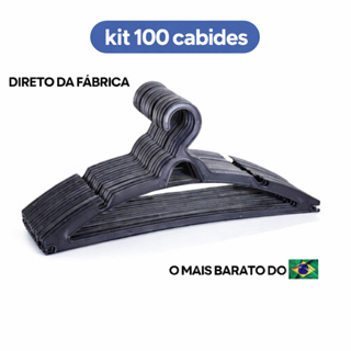 Kit 100 Cabides Adulto Preto Reforçado Organizador Roupas Arara Loja Varejo Atacado em Oferta na Shopee