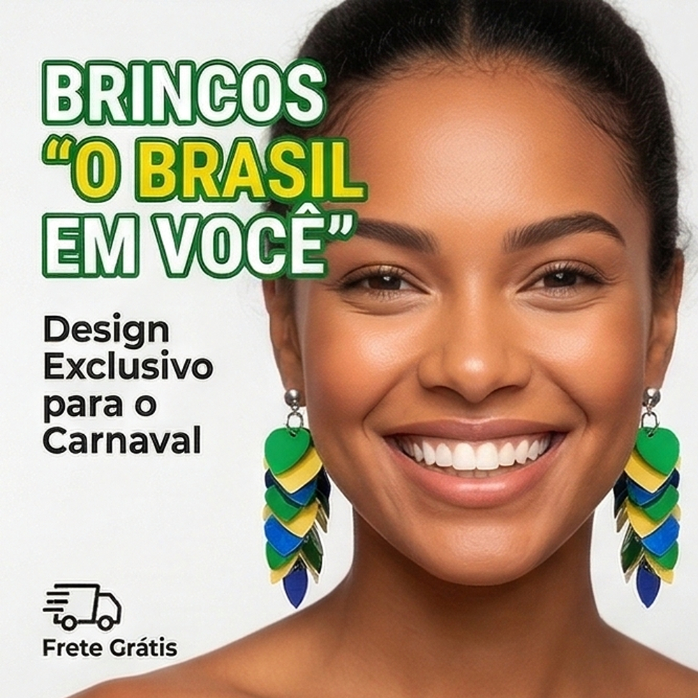 Brinco Feminino Brasil Copa do Mundo Verde Amarelo Azul Torcida Futebol Carnaval