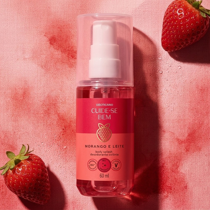 Body Splash (MINI) Cuide-Se Bem Morango E Leite 60ml