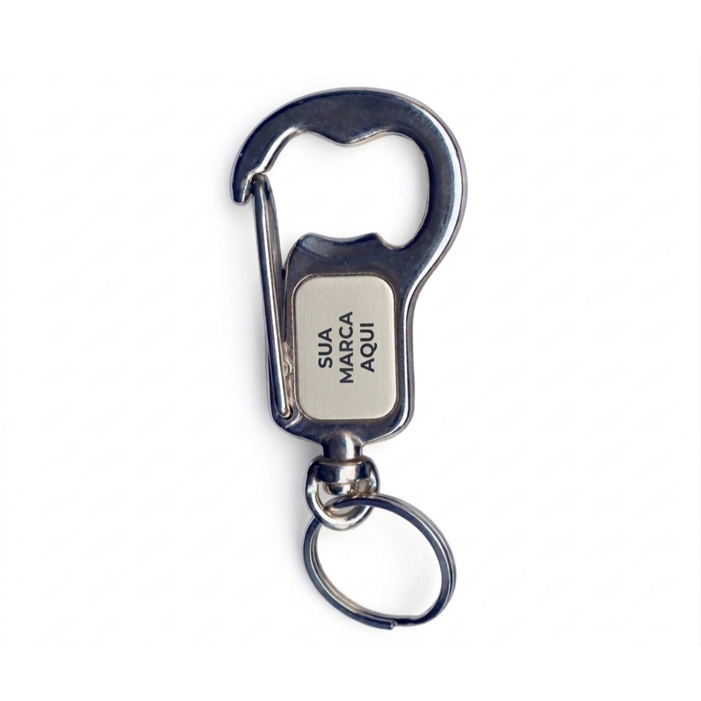 Chaveiro Abridor de Garrafa Metal Mosquetão Personalizado Resinado Brinde Empresa Evento Lembrancinha Casamento Logotipo