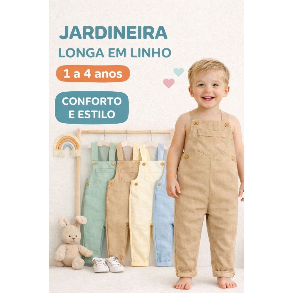 JARDINEIRA LONGA Infantil Menino Bebê / Macacão Infantil Bebê