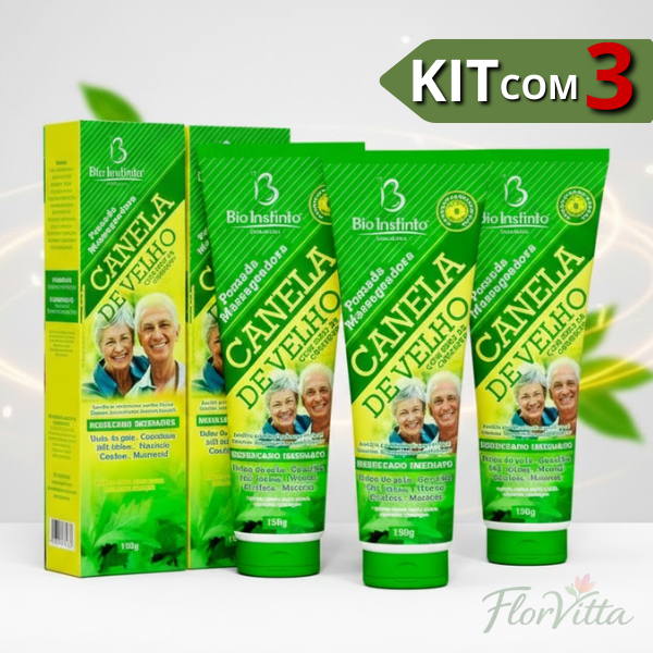 Pomada Canela de Velho 150g Bio Instinto Dor Nas Juntas Joelhos Coluna Massagem Kit com 3