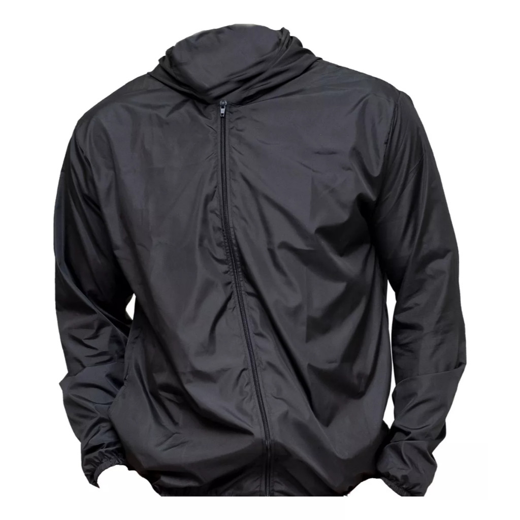 Corta Vento Jaqueta Masculina Com Capuz e Bolso e Ziper Cordão