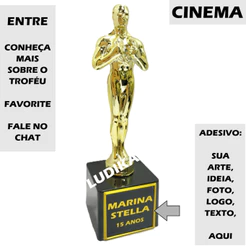 1 a 4 Troféu Estatueta Cinema P Ouro 19cm BL1 {Personalizo} Artista Academy Award Hollywood Ator