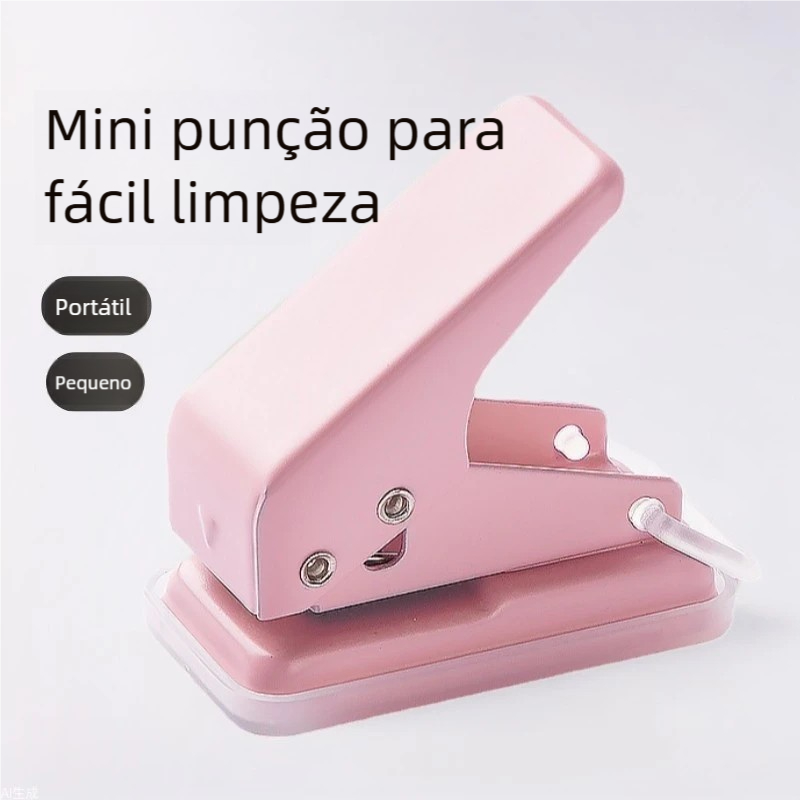 Perfurador Manual Mini Furo Único 6mm - Papelaria Estudante DIY! Pequeno e prático, faz buracos redondos em folhas solta em Oferta na Shopee