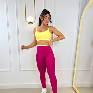 Conjunto Fitness Top e  Calça Legging Zero Transparência Bojo Removível CrossFit Feminino Roupa Academia em Oferta na Shopee