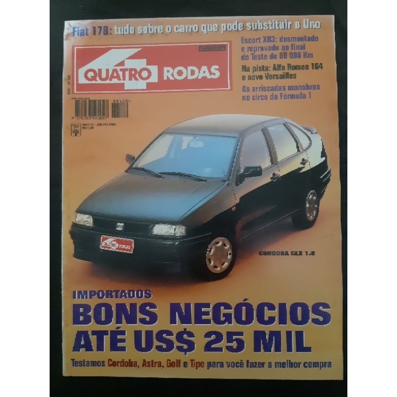Revista Quatro Rodas JULHO de 1995 Edição n° 420 – Córdoba GLX, GM Astra, VW Golf e Fiat Tipo. Alfa 164 x Versailles