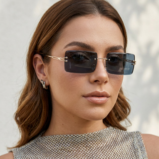 Óculos de Sol Premium Feminino Blogueira Retro Fashion UV400 Metal Leve em Oferta na Shopee