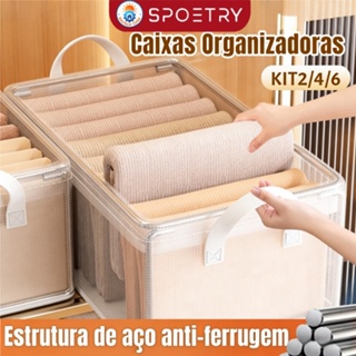 Kit 2/4/6 Organizador de Gaveta Dobrável - Caixa Multiuso em PVC Resistente e Ecológico para Roupas e Acessórios em Oferta na Shopee
