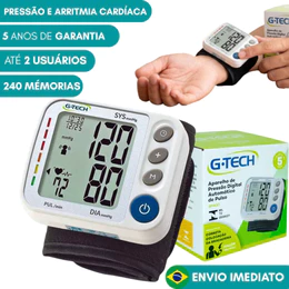 Aparelho Medidor de Pressão Arterial Adulto Idoso G-Tech Digital GP400 Braçadeira de Pulso e Estojo