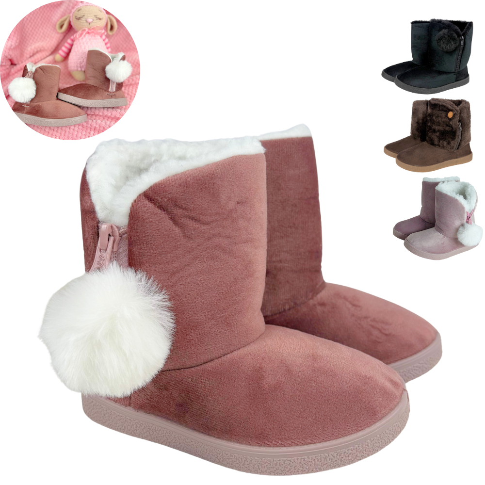 Pantufa Bota Infantil Peluciada Polar Confortável Antiderrapante Premium em Oferta na Shopee