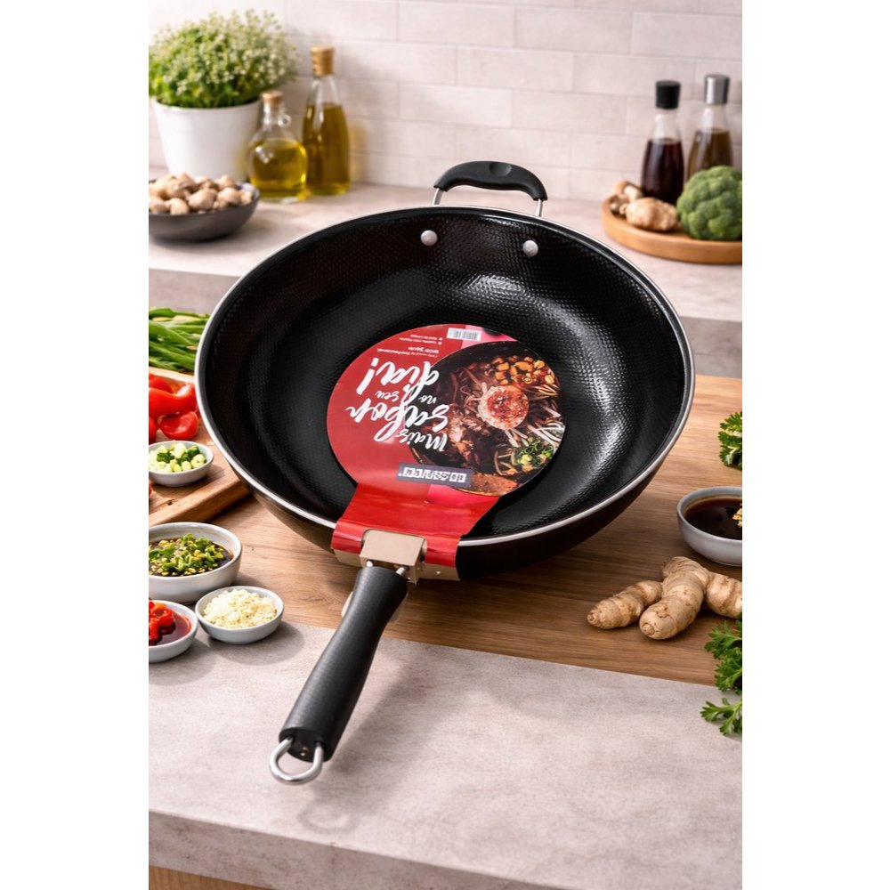 Imagem Frigideira Profissional Antiaderente Wok 34 cm Grande Teflon Yakissoba Carne Peixe Paeja