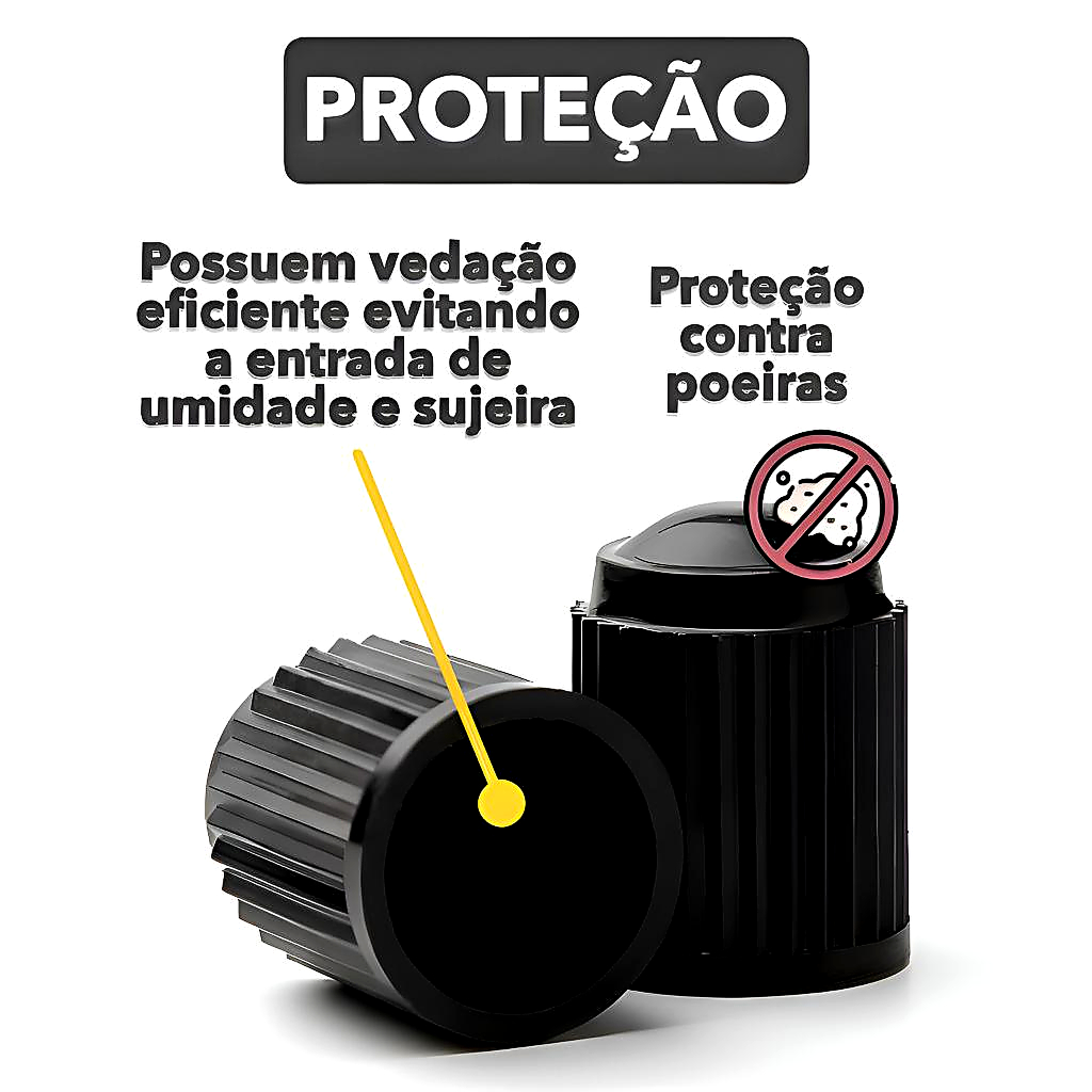 Kit 100 Tampinhas de Plástico Pretas Para Bico Válvula Pneu Carro Moto Bicicleta Original · foto 2