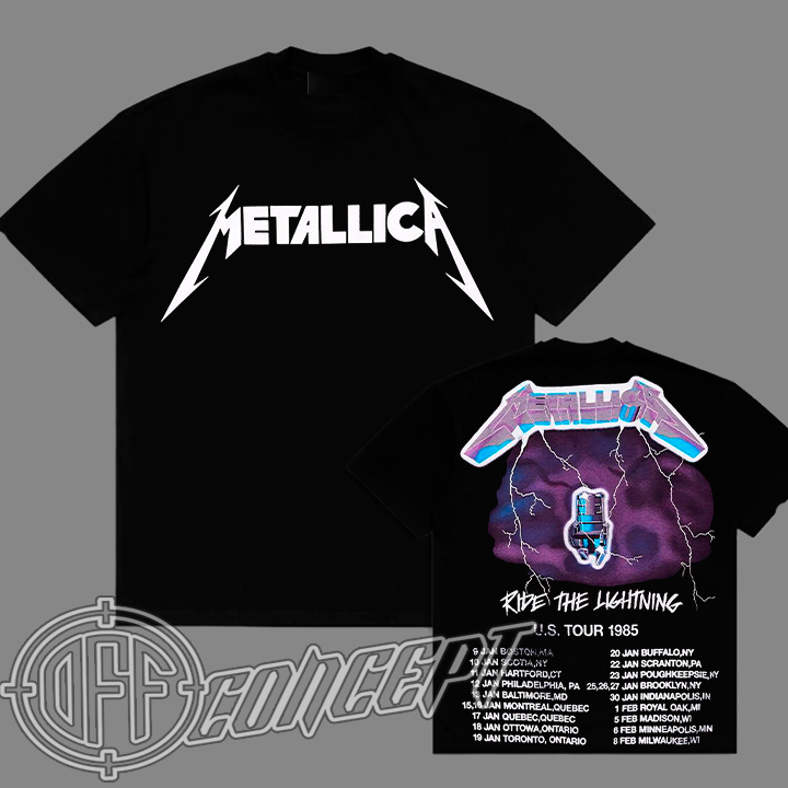 Camiseta Basica e OVERSIZED Ride The Lightning Album Metallica Banda World Tour Vintage 90s Unissex