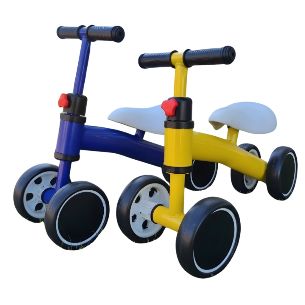 Bicicleta de Equilíbrio Bike Infantil 4 Rodas Suporta 20kg Azul Rosa Amarela Dia das Crianças