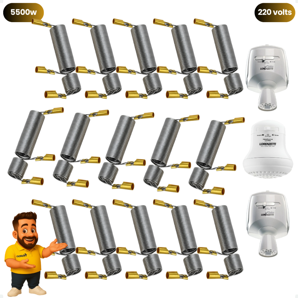 Kit 15 Resistência Ducha Maxi Ducha / Torneira Elétrica Versátil / Maxi Banho 5500w 220v - PMR