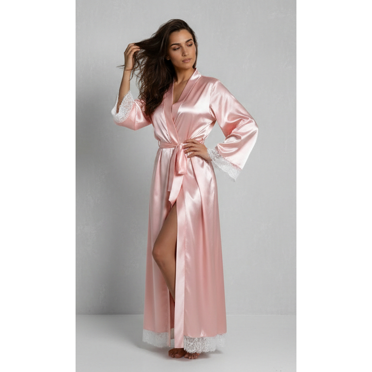 Robe Longo de Cetim e Renda Rose - Elegância para o Seu Grande Dia Casamento Madrinha Presente