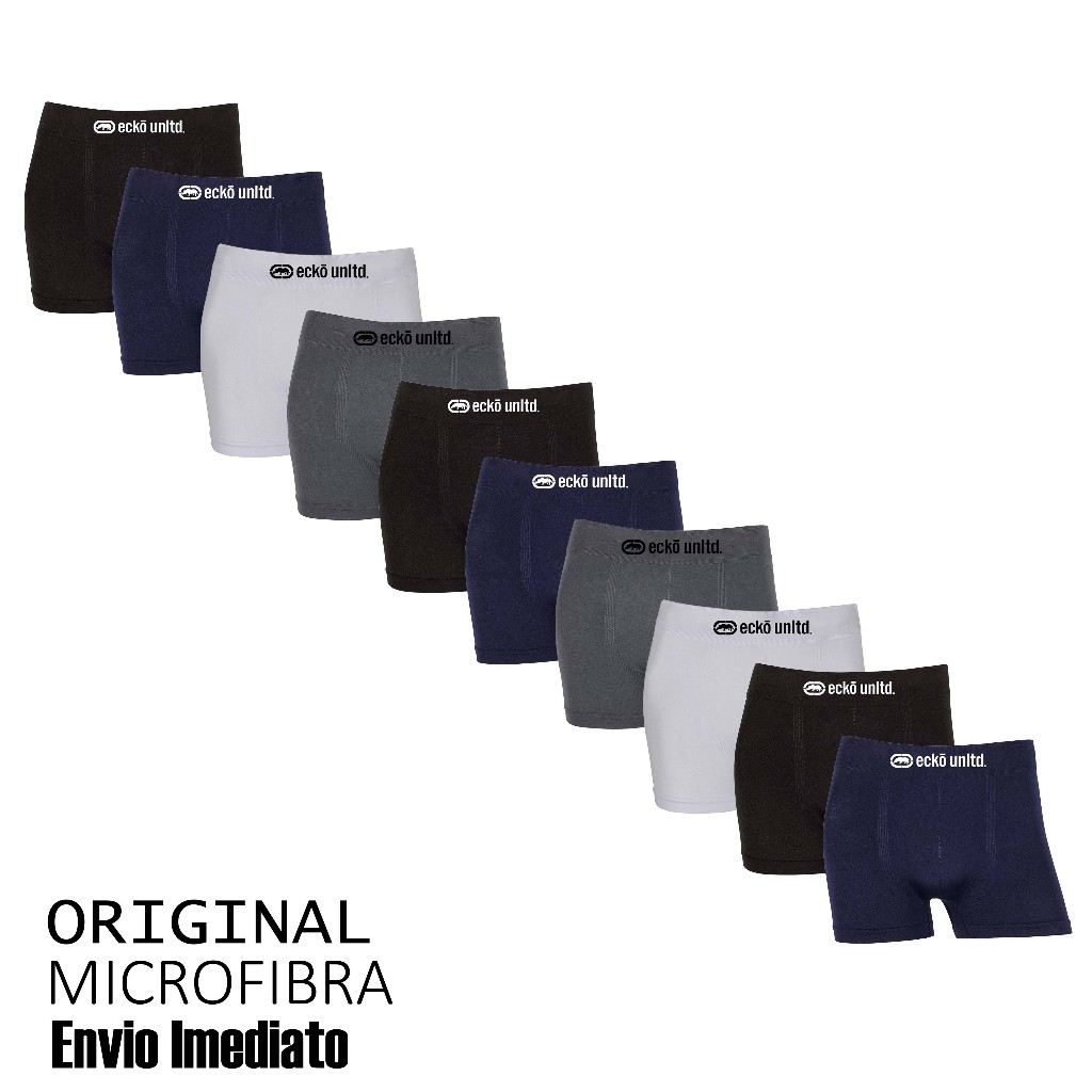 Kit 5 ou 10 cuecas boxer Ecko Original Sem Costura Microfibra