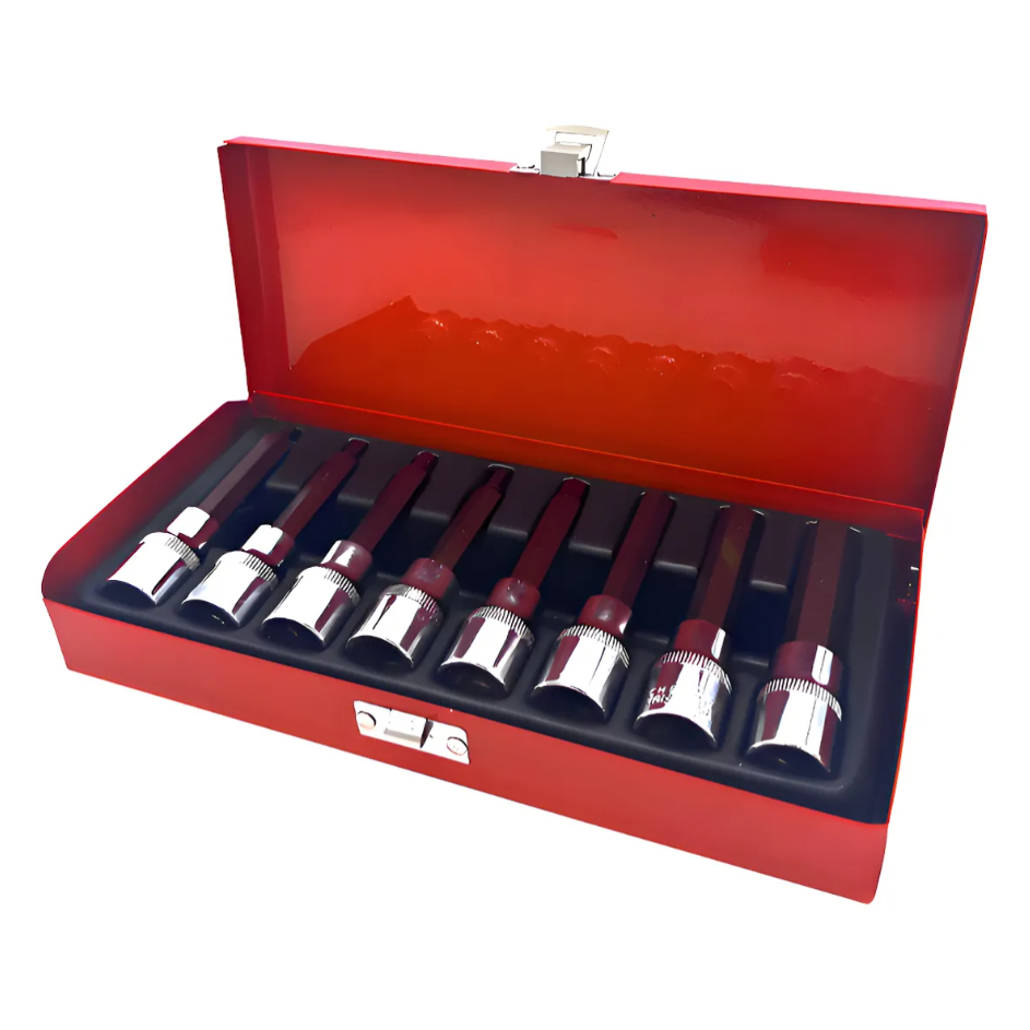 Kit Jogo Chave Soquete 8 Peças Hexagonal Longo 1/2 Profissional