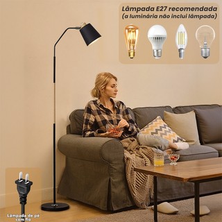 Luminária 1,9m Articulada Chão Pedestal Coluna Lustre Metal~~