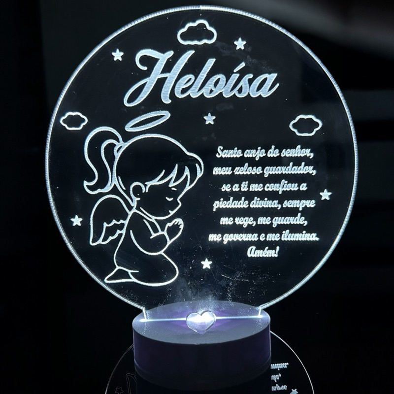Luminária Personalizada 3D Abajur a Bateria ou USB Santo Anjo Menina em Oferta na Shopee