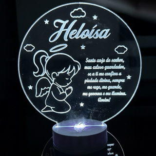 Luminária Personalizada 3D Abajur a Bateria ou USB Santo Anjo Menina em Oferta na Shopee