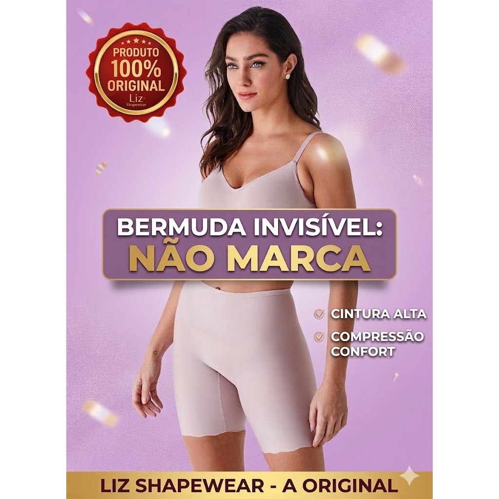 Bermuda Modeladora Longa Liz Shapewear Invisivel Não Marca Original cintura alta compreensão em Oferta na Shopee