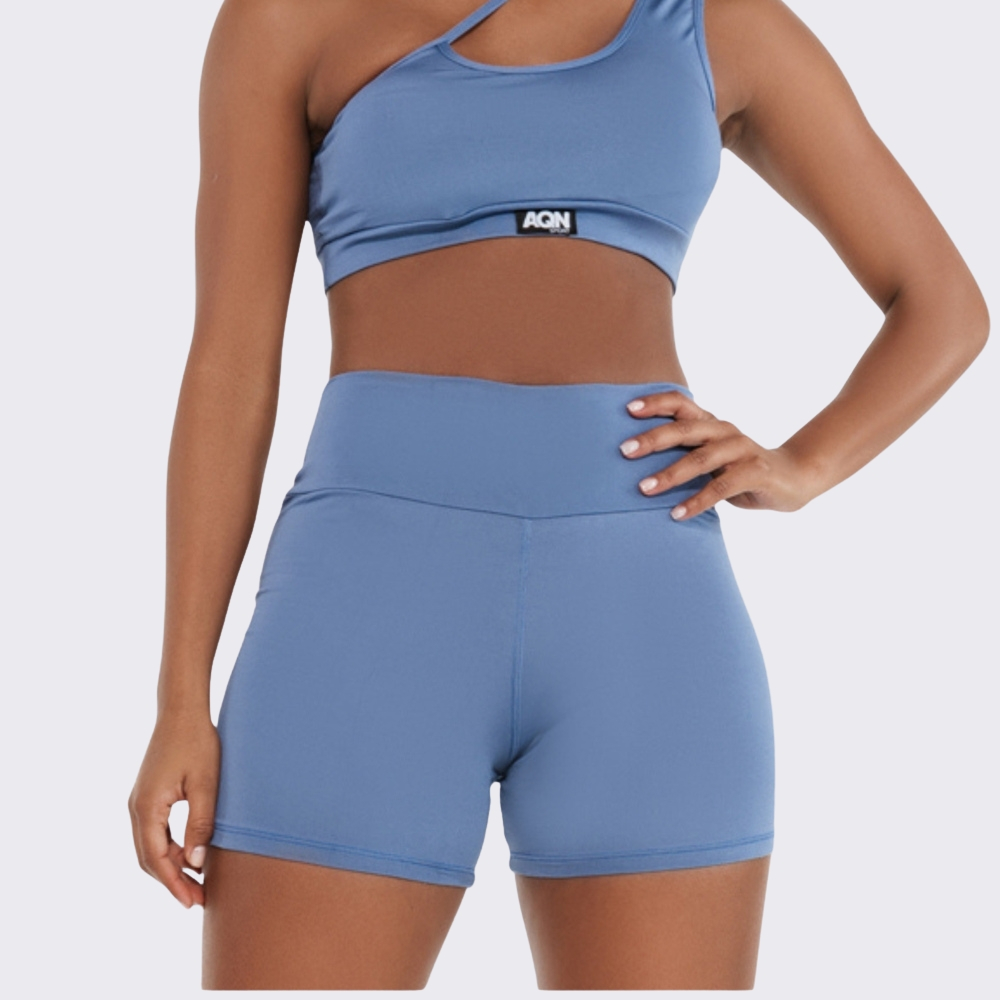 Promoção Short Grace Azul Verão Fitness Academia Casual Corrida Yoga AQN SPORT