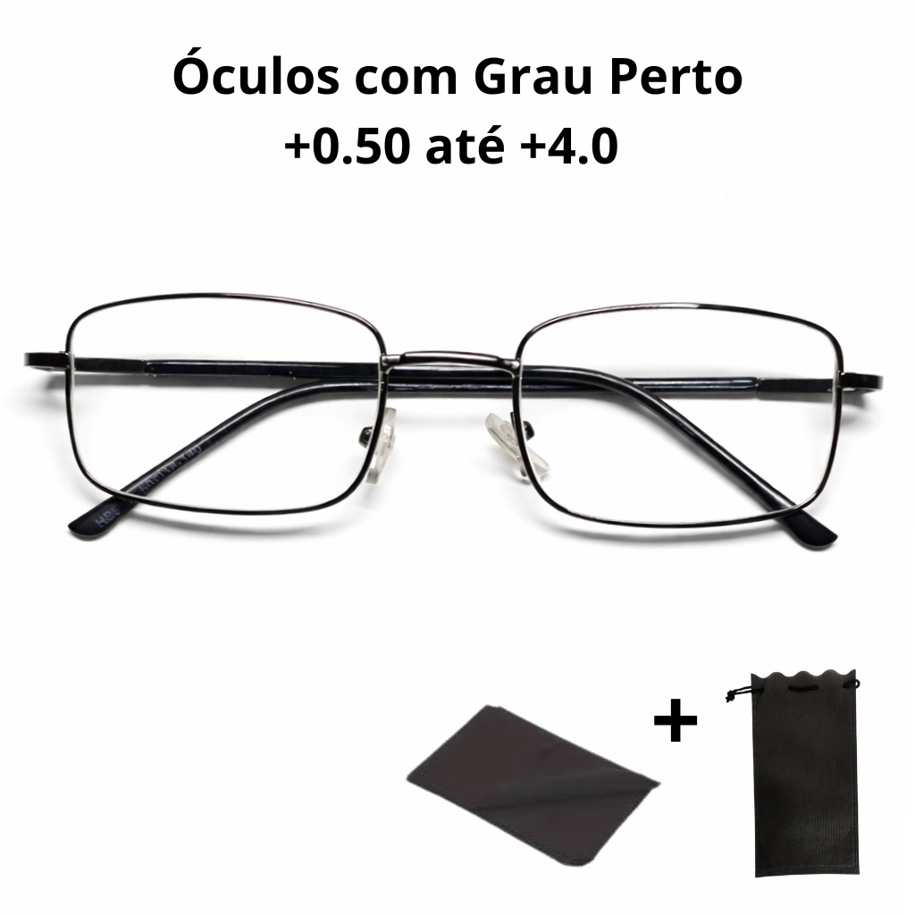 Óculos de grau metal leitura descanso trabalho estudo + Saquinho e flanela em Oferta na Shopee