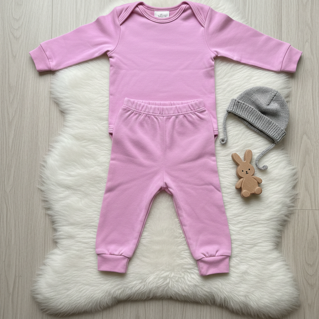 Roupa Bebê Inverno Conjunto Rosa Peluciado Flanelado Segunda Pele Efeito Térmico Quentinho