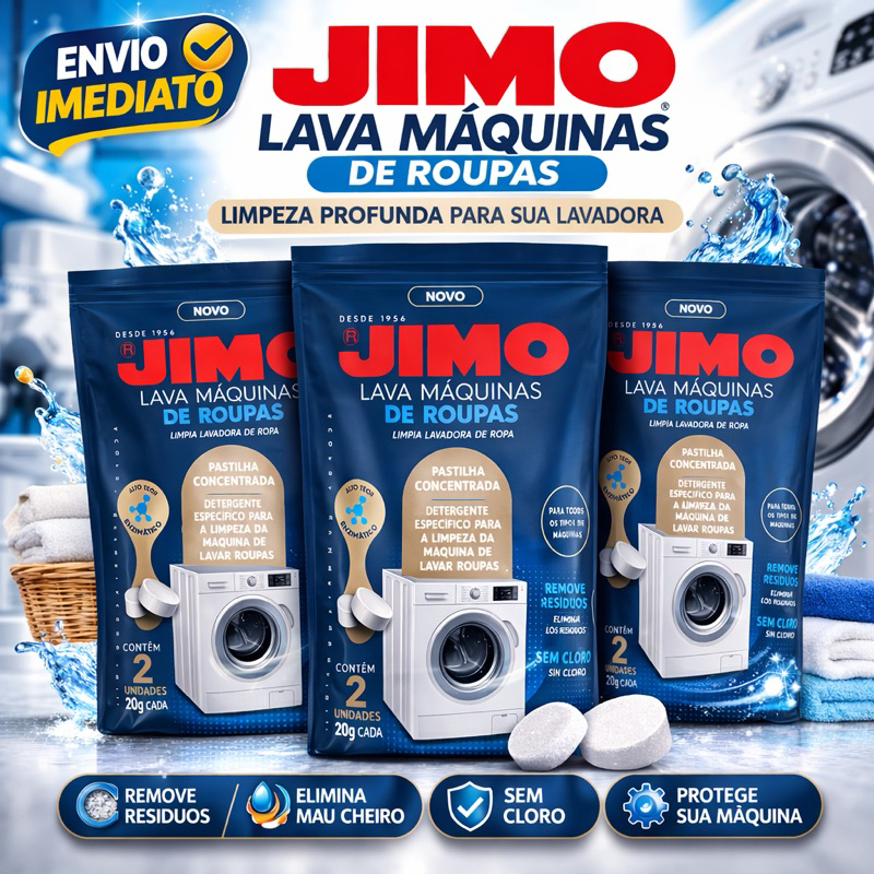 Jimo Lava Máquina de Lavar Roupa Pastilha 20g - Kit C/ 2, 4, 6 e 8 Un - Remove Odor Sem Cloro em Oferta na Shopee