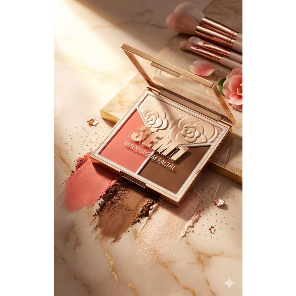 3 em 1,contorno,iluminador,blush,maquiagem