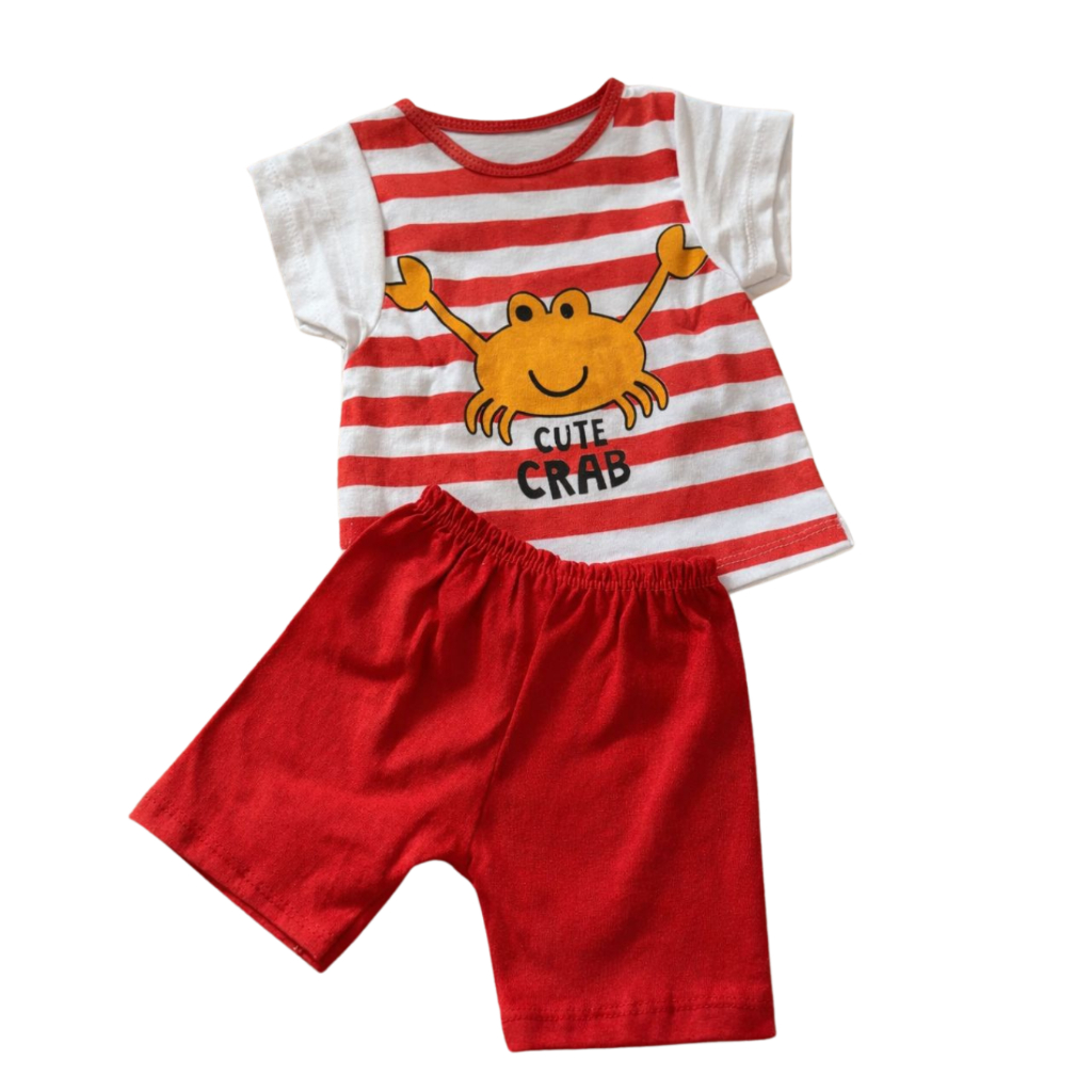 Conjunto Bebê Infantil Menino Camisa e Short Caranguejo Tamanho Único 0 à 6 Meses Verão Praia
