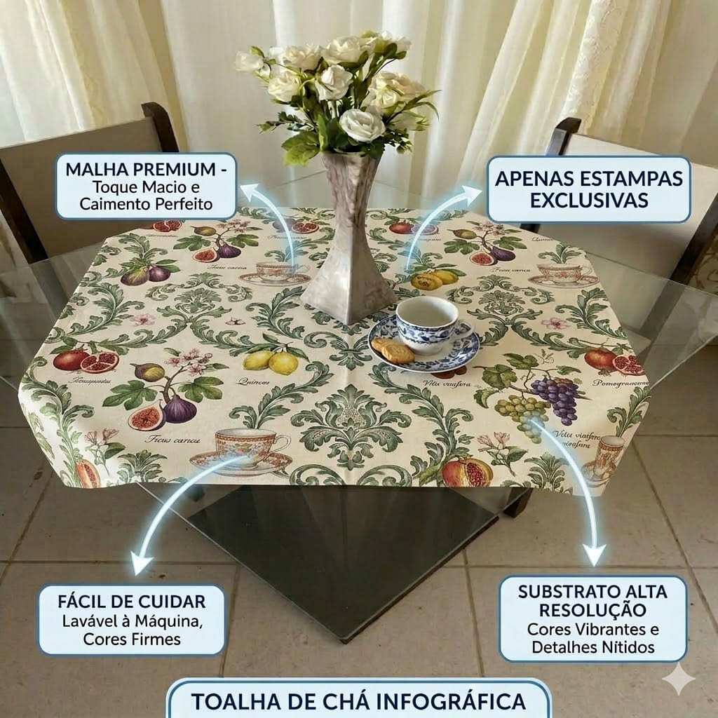 Toalha de chá 90 x 70 OXFORD ESTAMPADO