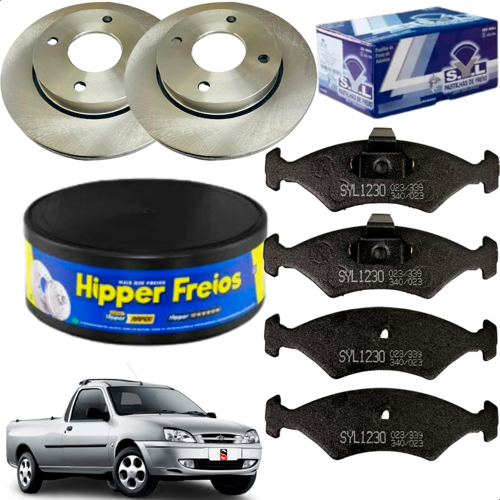 2 Discos Freio + Pastilhas Ford Courier 1997 1998 1999 2000