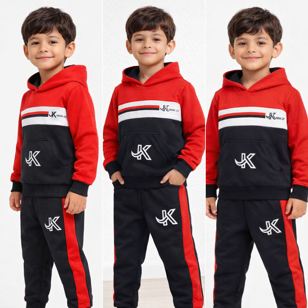 Kit Inverno 2 ao 16 Anos Moletom Esportivo Masculino Casaco Com Capuz + Calça Confortável