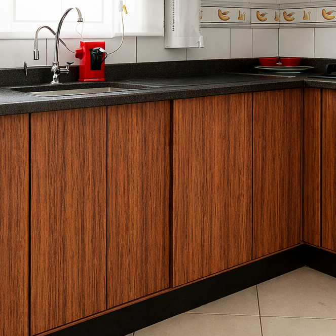 Kit Forro Pvc Amadeirado Cor Cerejeira - 6 Réguas com 0,2 0cm largura X 1,00  comprimento X