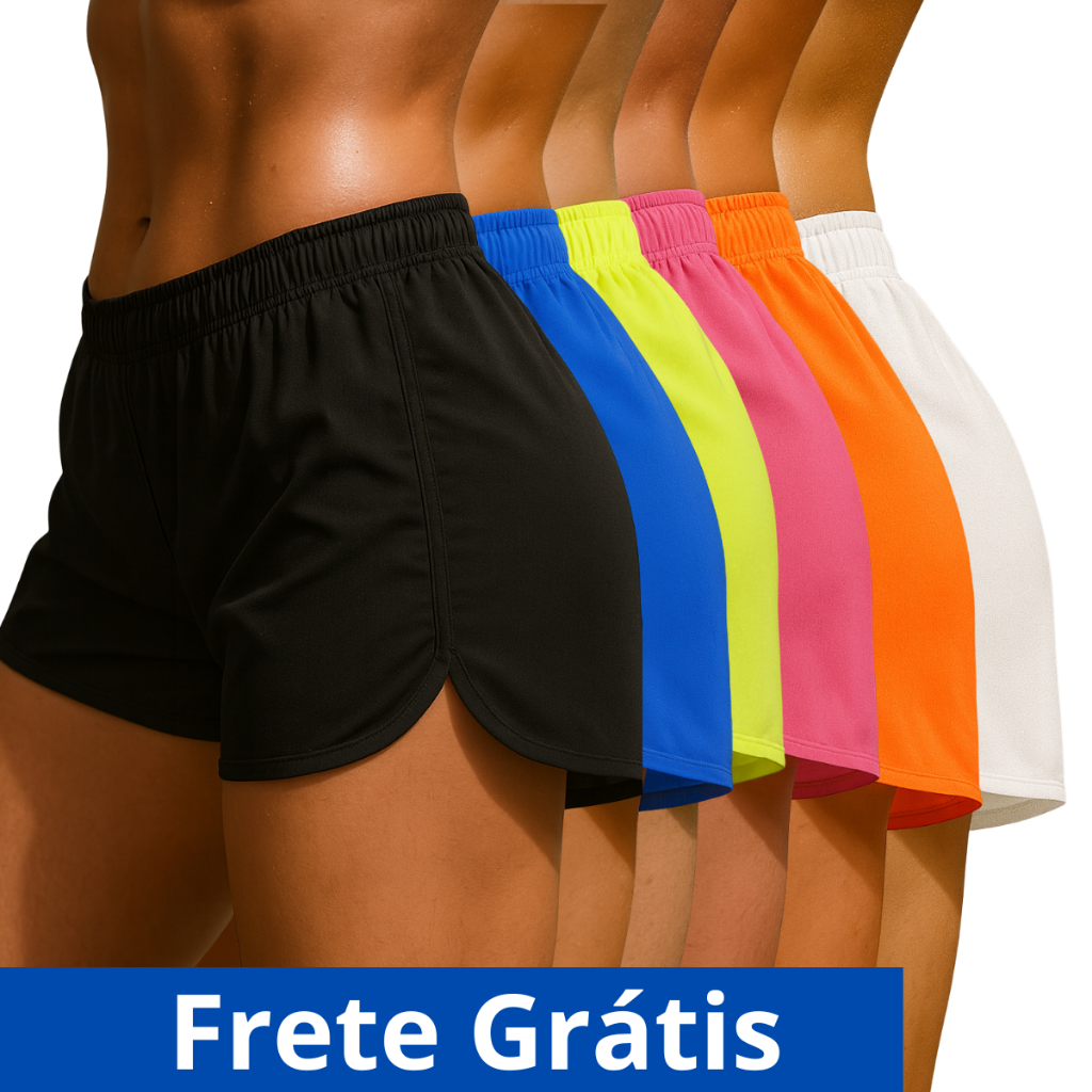 Kit 6 ou 1 Short Feminino Corrida Piscina Treino Academia em Oferta na Shopee