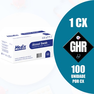 Álcool Swabs 70% Lenços CX C/100UNI - MEDIX em Oferta na Shopee