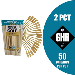Kit 100 Uni Espeto Bambu Golf 18cm Natural Para Petisco em Oferta na Shopee