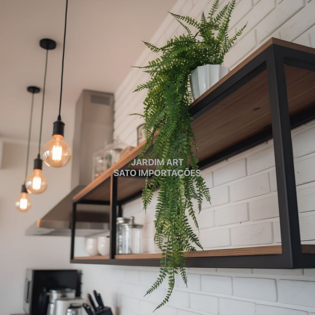 Planta Pendente Artificial SAMAMBAIA com Vaso Decorativo Polietileno Tipo Cerâmico — imagem 2 de 2