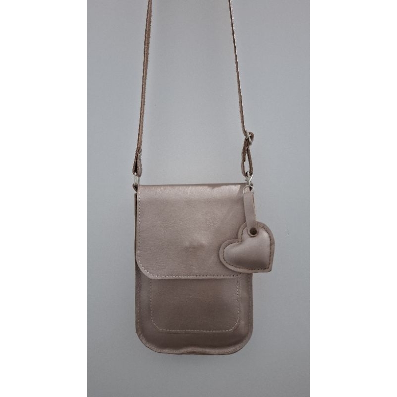Bolsa transversal porta celular couro legítimo artesanal
