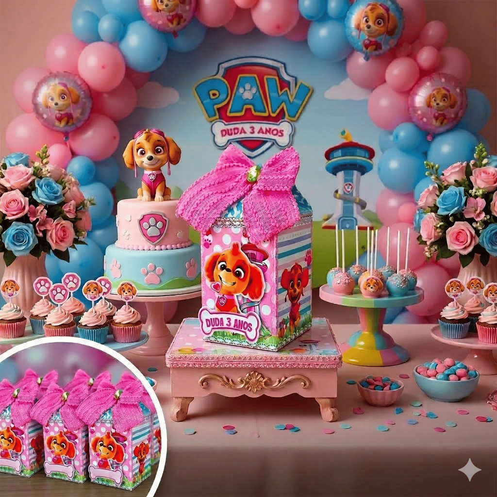 Lembrancinha Caixa Milk Skye Patrulha Canina Personalizada Skay Sky Personalizados Festa Aniversário
